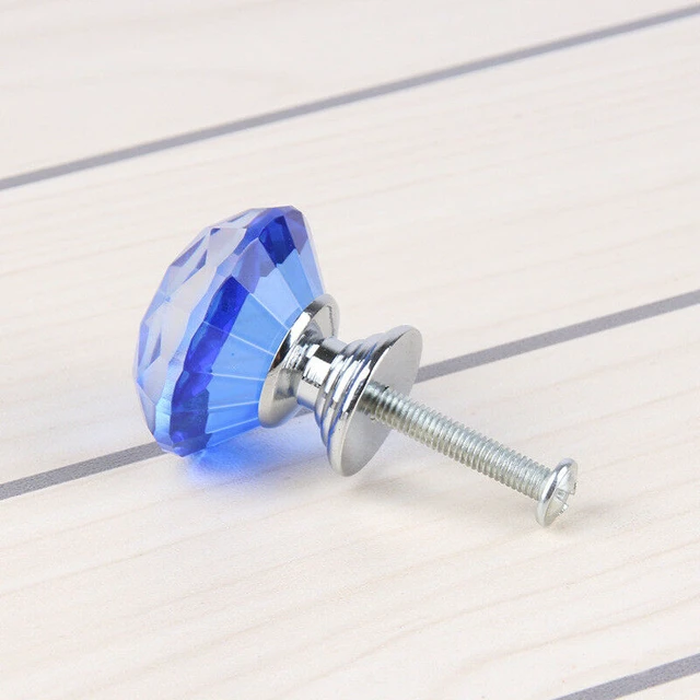 Alt view image 7 of 7 - 10Pcs Crystal Glass Cabinet Knob Diamond Shape 30mm Drawer Cupboard Handle Pull