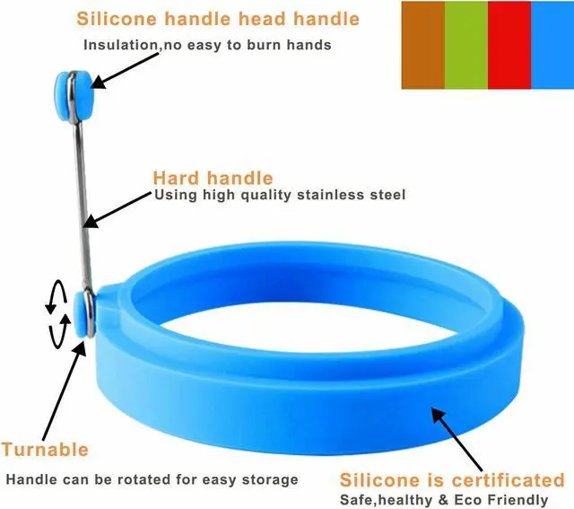 Alt view image 3 of 7 - 4PCS Silicone Egg Frying Mold Ring Pancake Silicone Non-stick Mould Tool Pan