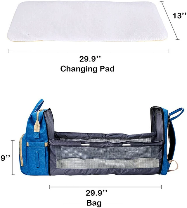 Alt view image 5 of 7 - 3 in 1 Foldbale Diaper Bag Baby Bed Portable Bassinet Crib Backpack Travel/Sleep(Blue)