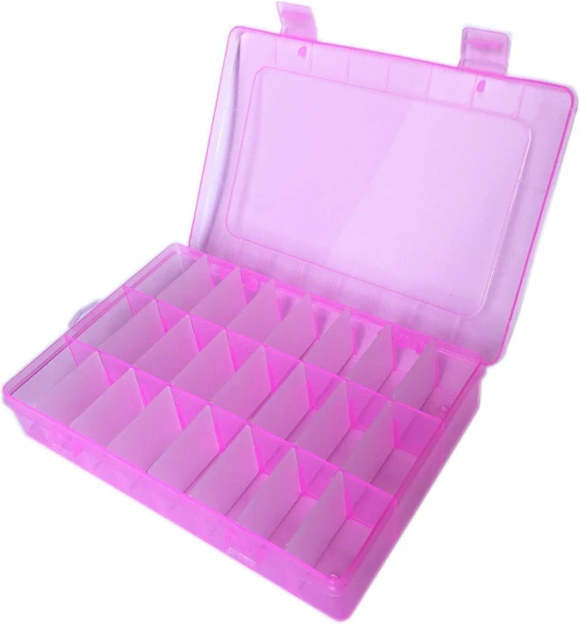 Alt view image 3 of 6 - 2 Pack 24 Grids Plastic Storage Box Jewelry Earring Tool Containers Organizer