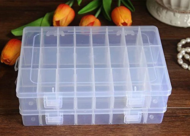 Alt view image 2 of 4 - 2 Pack 24 Grids Plastic Storage Box Jewelry Earring Tool Containers Organizer