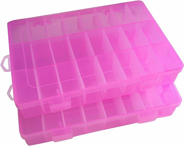Alt view image 4 of 6 - 2 Pack 24 Grids Plastic Storage Box Jewelry Earring Tool Containers Organizer