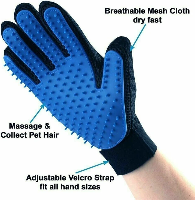 Alt view image 6 of 6 - Pet Dog Cat Deshedding Brush Grooming Glove Massage Hair Fur Removal(2 Pairs)