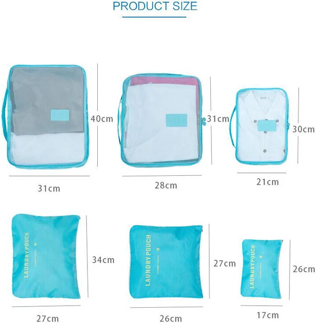 Alt view image 3 of 6 - 9Pcs Waterproof Clothes Storage Bags Packing Cube Travel Luggage Organizer Pouch