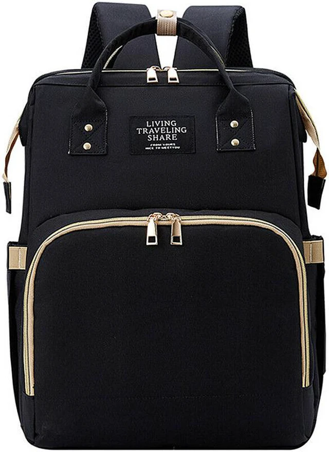 Main image of 3 in 1 Foldbale Diaper Bag Baby Bed Portable Bassinet Crib Backpack Travel/Sleep(Black)