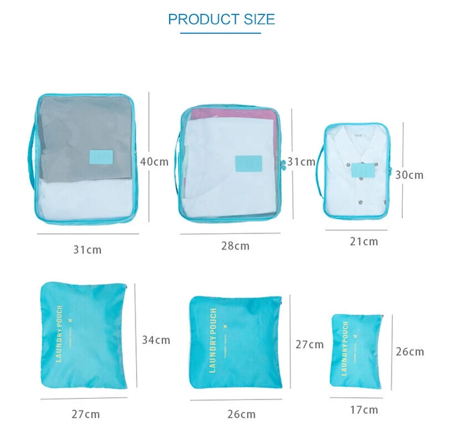 Alt view image 3 of 5 - 9Pcs Waterproof Clothes Storage Bags Packing Cube Travel Luggage Organizer Pouch