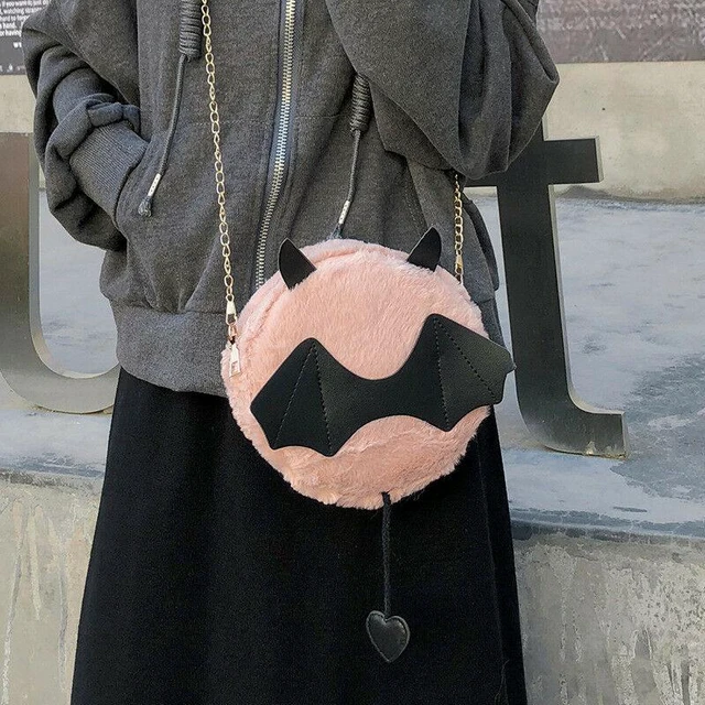 Alt view image 5 of 5 - Devil Monster Crossbody Shoulder Bag Faux Fur Fluffy Bat Doll Toys Handbag