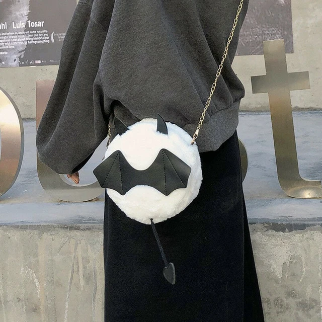 Alt view image 4 of 4 - Devil Monster Crossbody Shoulder Bag Faux Fur Fluffy Bat Doll Toys Handbag