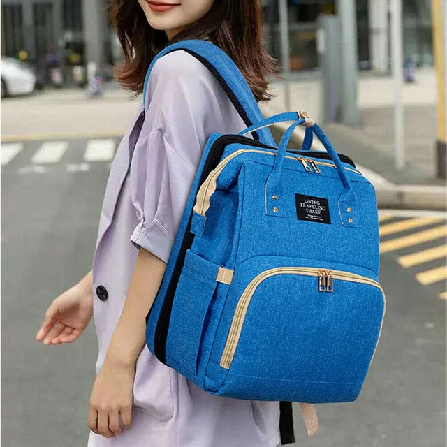 Alt view image 6 of 7 - 3 in 1 Foldbale Diaper Bag Baby Bed Portable Bassinet Crib Backpack Travel/Sleep(Blue)