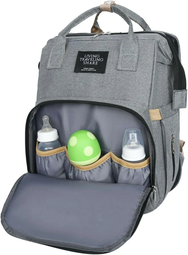 Alt view image 6 of 7 - 3 in 1 Foldbale Diaper Bag Baby Bed Portable Bassinet Crib Backpack Travel/Sleep(Dark Gray)