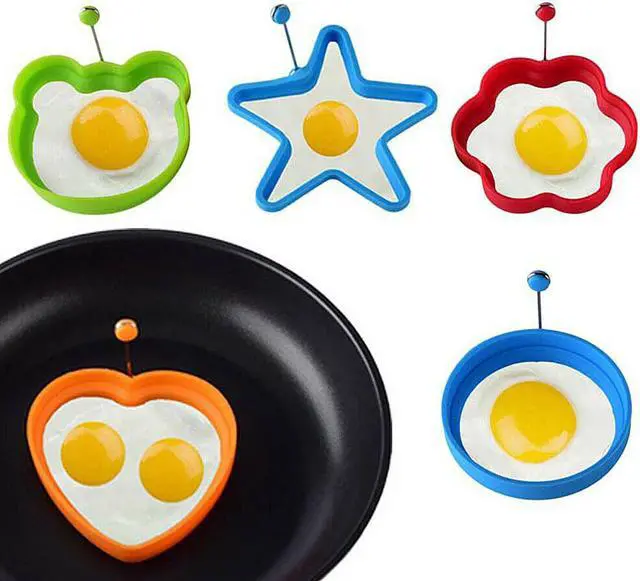 Alt view image 2 of 7 - 4PCS Silicone Egg Frying Mold Ring Pancake Silicone Non-stick Mould Tool Pan