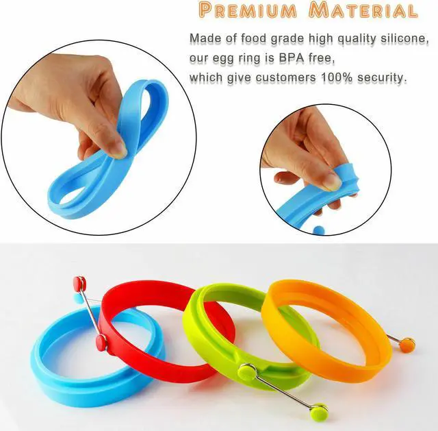 Alt view image 4 of 7 - 4PCS Silicone Egg Frying Mold Ring Pancake Silicone Non-stick Mould Tool Pan