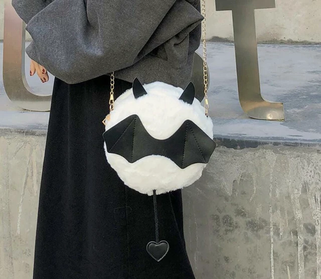 Alt view image 3 of 4 - Devil Monster Crossbody Shoulder Bag Faux Fur Fluffy Bat Doll Toys Handbag