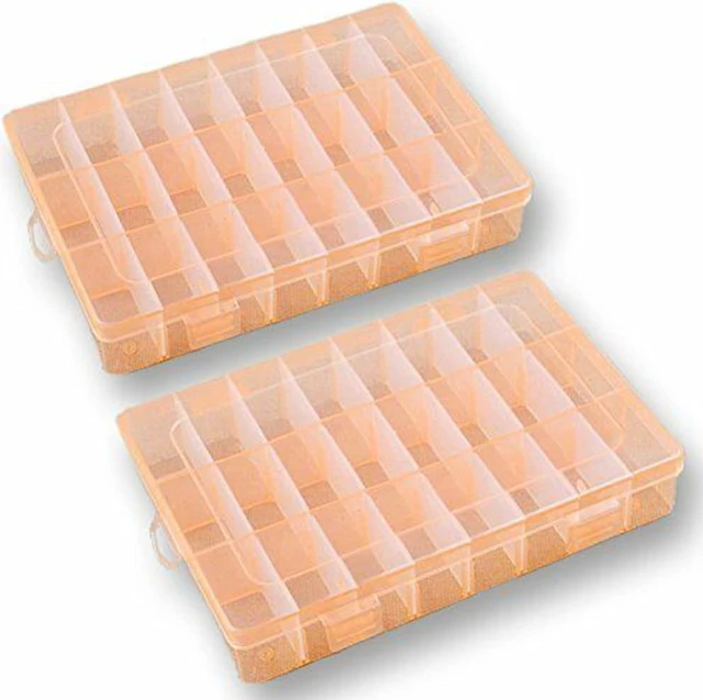 Main image of 2 Pack 24 Grids Plastic Storage Box Jewelry Earring Tool Containers Organizer