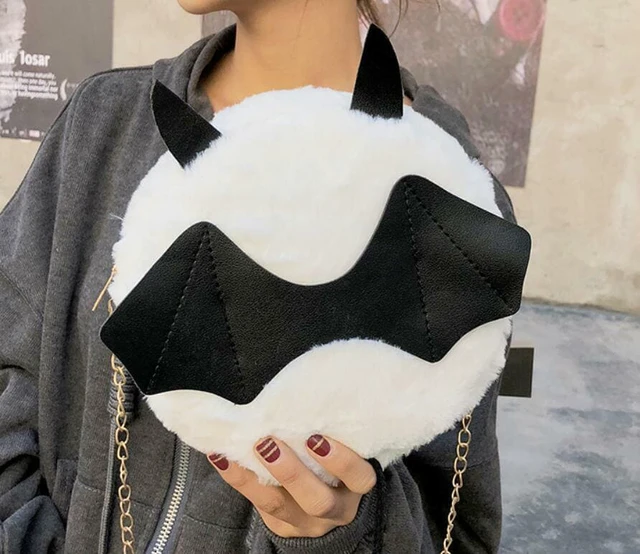 Alt view image 2 of 4 - Devil Monster Crossbody Shoulder Bag Faux Fur Fluffy Bat Doll Toys Handbag