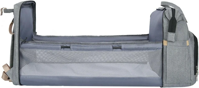 Alt view image 2 of 7 - 3 in 1 Foldbale Diaper Bag Baby Bed Portable Bassinet Crib Backpack Travel/Sleep(Dark Gray)
