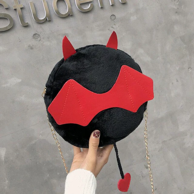 Alt view image 4 of 5 - Devil Monster Crossbody Shoulder Bag Faux Fur Fluffy Bat Doll Toys Handbag