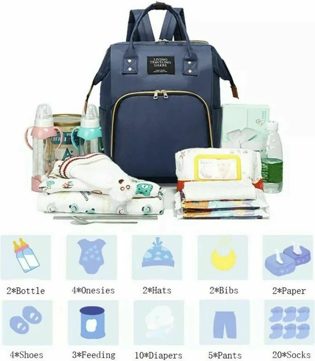 Alt view image 5 of 7 - Baby Bag Large Capacity Diaper Bag Multi-Function Waterproof Backpack Nappy