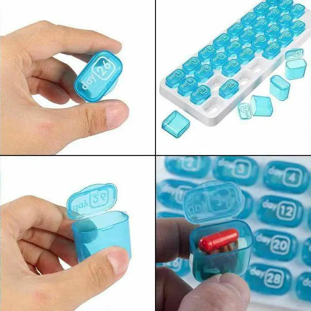 Alt view image 7 of 7 - 31 Day Monthly Pill Organizer Medication Pod Compartment Planner Box Plastic( 2 Pack)