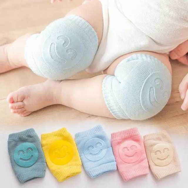 Main image of Baby Kids Crawling Knee Pads Safety Anti-slip Leg Elbow Protectors(Smiley Face, 5 Pairs)