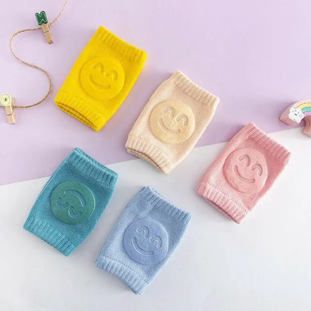 Alt view image 2 of 6 - Baby Kids Crawling Knee Pads Safety Anti-slip Leg Elbow Protectors(Smiley Face, 5 Pairs)