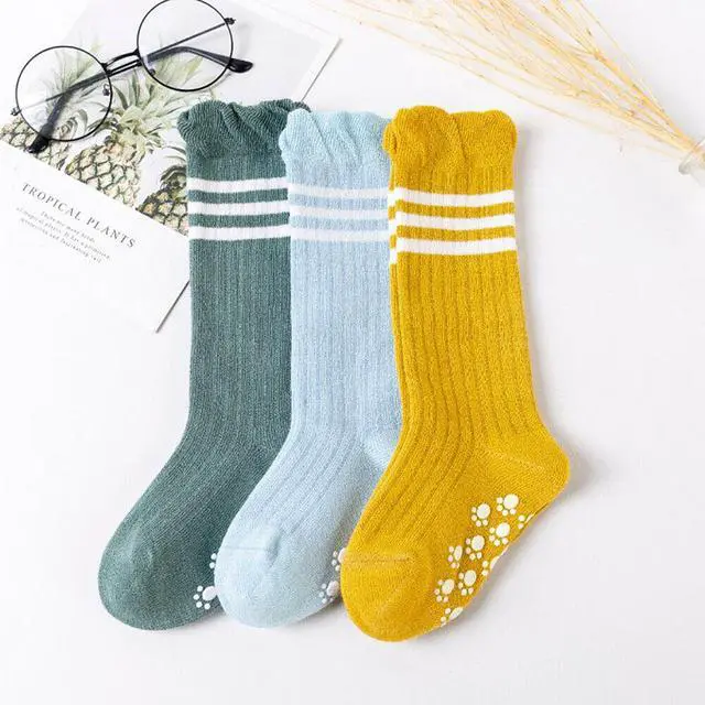 Main image of 3 Pairs Baby Unisex Anti Slip Non Skid Newborn Knee High Long Stockings Socks(Stripes, Boys)