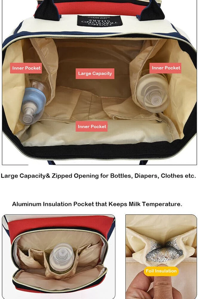 Alt view image 6 of 7 - Baby Bag Large Capacity Diaper Bag Multi-Function Waterproof Backpack Nappy