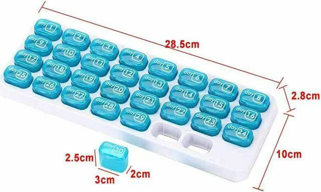 Alt view image 5 of 7 - 31 Day Monthly Pill Organizer Medication Pod Compartment Planner Box Plastic( 2 Pack)