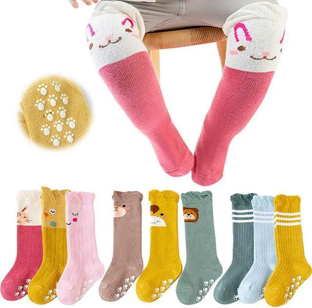 Alt view image 5 of 6 - 3 Pairs Baby Unisex Anti Slip Non Skid Newborn Knee High Long Stockings Socks(Owl)