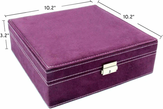 Alt view image 7 of 7 - Two-Layer Lint Large Jewelry Box Organizer Display Storage case with Lock