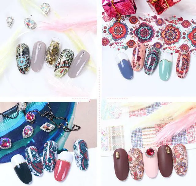 Alt view image 2 of 7 - 50 Sheets Holographic Flower Nail Foils Decal Nail Art Transfer Sticker Decor