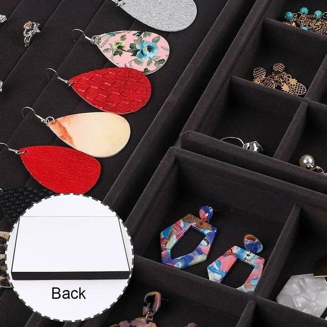 Alt view image 4 of 7 - 4 Pack Stackable Velvet Jewelry Trays Organizer Storage Drawer Display Trays