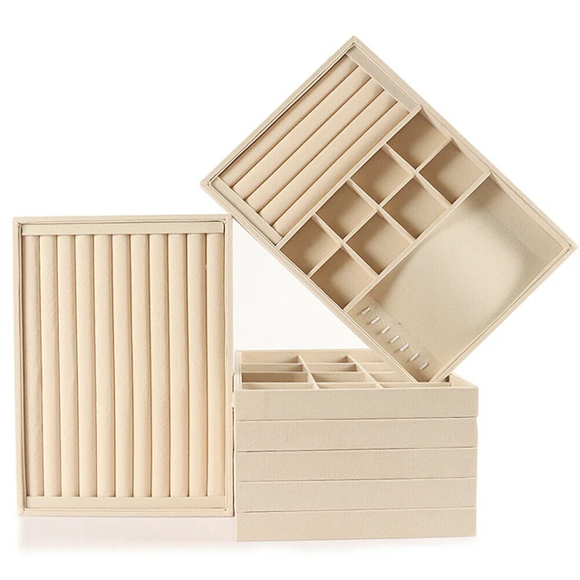 Alt view image 4 of 4 - 4 Pack Stackable Velvet Jewelry Trays Organizer Storage Drawer Display Trays