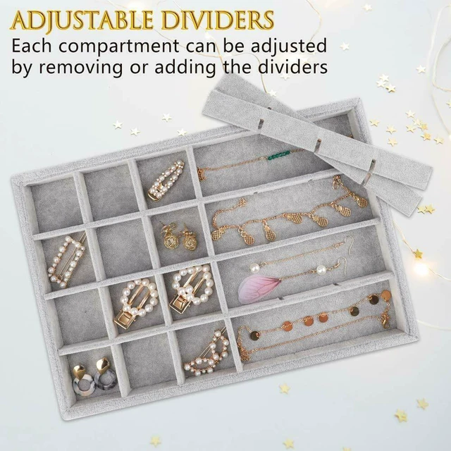Alt view image 5 of 7 - 4 Pack Stackable Velvet Jewelry Trays Organizer Storage Drawer Display Trays