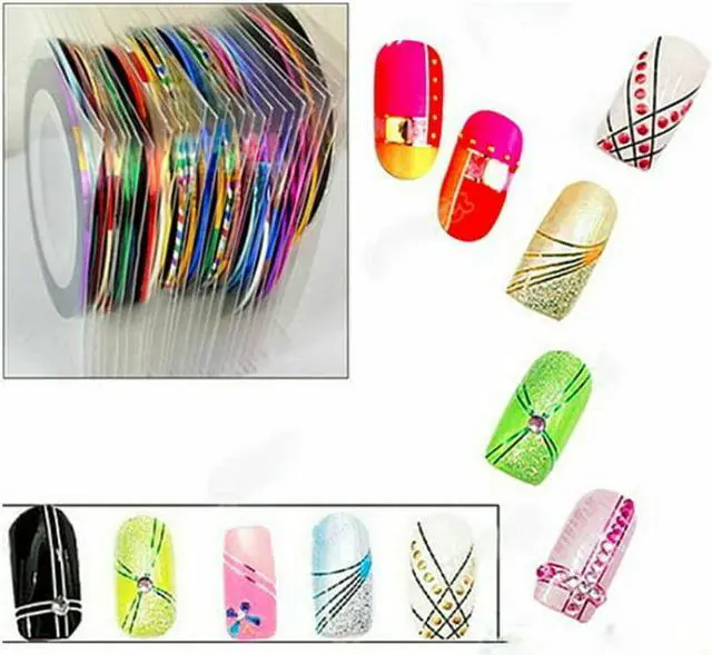 Alt view image 2 of 7 - 32Pcs Mixed Colors Rolls Striping Tape Line DIY Nail Art Tips Decoration Sticker