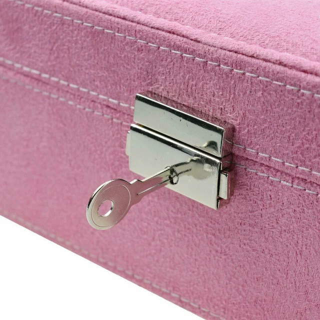 Alt view image 4 of 5 - Two-Layer Lint Large Jewelry Box Organizer Display Storage case with Lock