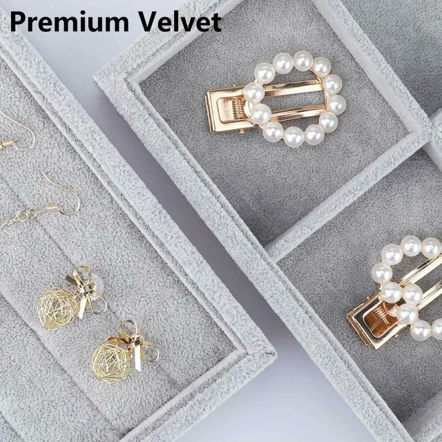Alt view image 4 of 7 - 4 Pack Stackable Velvet Jewelry Trays Organizer Storage Drawer Display Trays