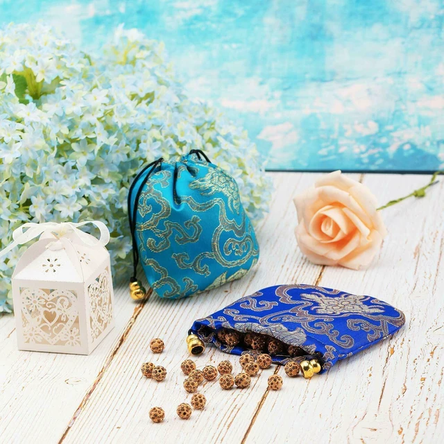 Alt view image 4 of 7 - Silk Brocade Jewelry Pouch Bag Drawstring Coin Purse Gift Bag Value Set( 16 Pouches)