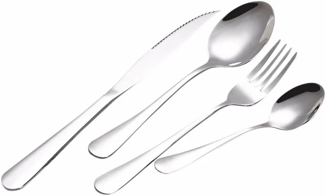 Main image of 4Pcs Flatware Rainbow Dinnerware Stainless Steel Tableware Set Fork Spoon Knife(Silver)