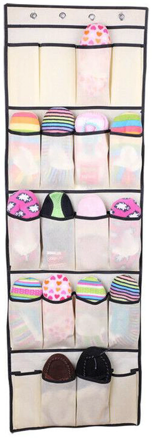 Alt view image 2 of 5 - 20 Pocket Over the Door Shoe Organizer Rack Hanging Storage Hanger