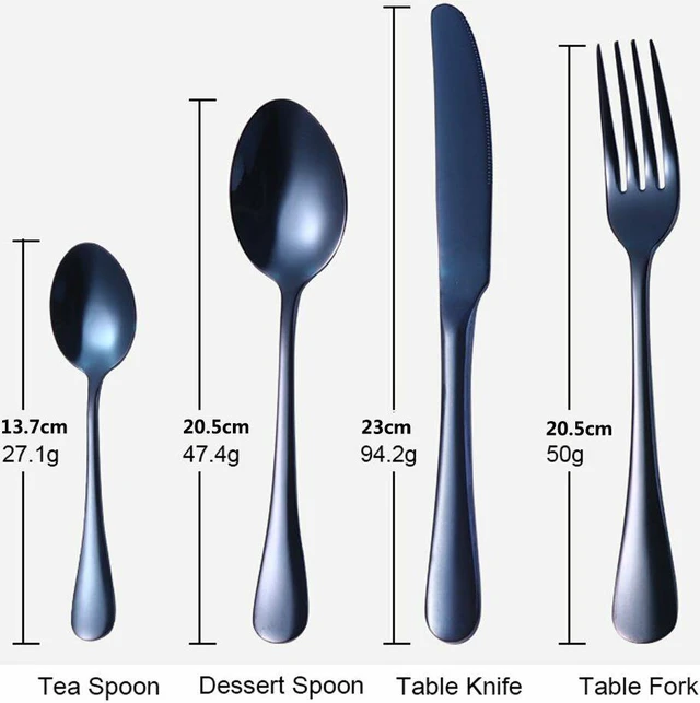 Alt view image 3 of 7 - 4Pcs Flatware Rainbow Dinnerware Stainless Steel Tableware Set Fork Spoon Knife(Black)