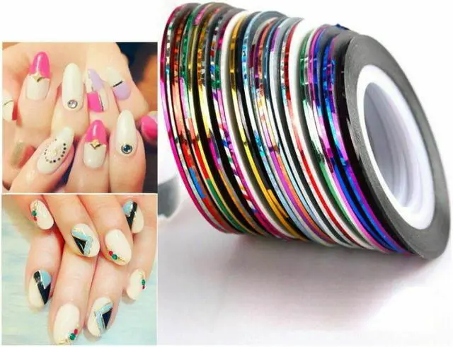 Alt view image 7 of 7 - 32Pcs Mixed Colors Rolls Striping Tape Line DIY Nail Art Tips Decoration Sticker