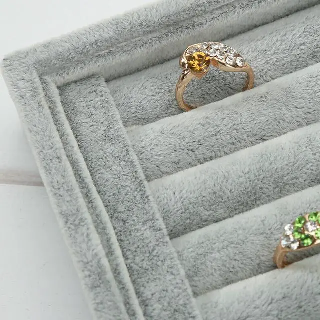 Alt view image 2 of 4 - 2 Pack Velvet Jewelry Ring Display Organizer Tray Holder Earring Storage Case
