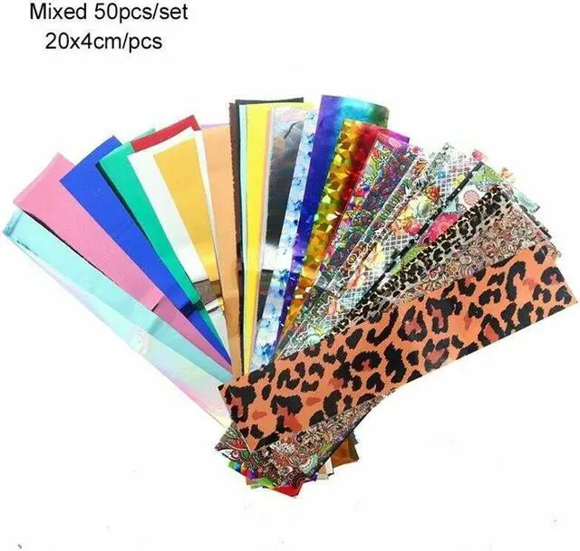 Alt view image 5 of 7 - 50 Sheets Holographic Flower Nail Foils Decal Nail Art Transfer Sticker Decor