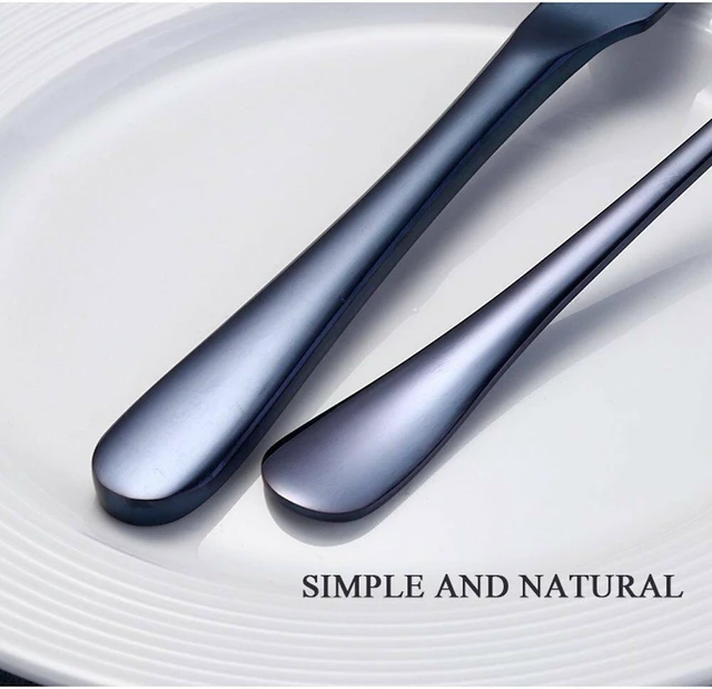 Alt view image 4 of 7 - 4Pcs Flatware Rainbow Dinnerware Stainless Steel Tableware Set Fork Spoon Knife(Black)