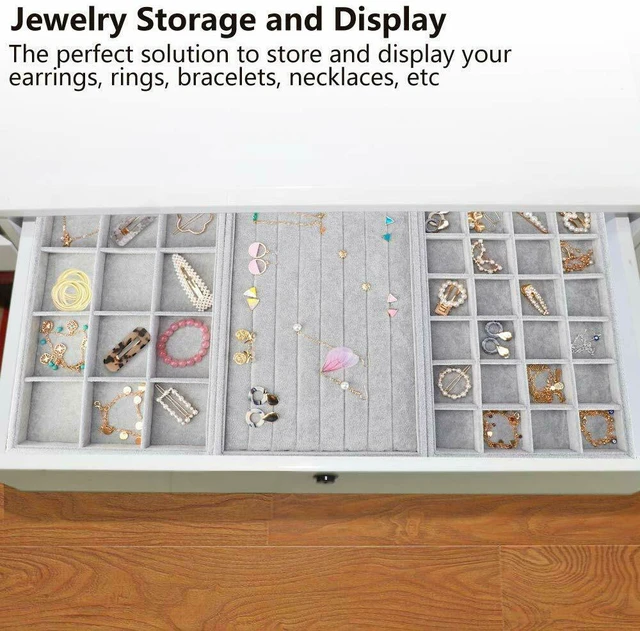 Alt view image 2 of 7 - 4 Pack Stackable Velvet Jewelry Trays Organizer Storage Drawer Display Trays