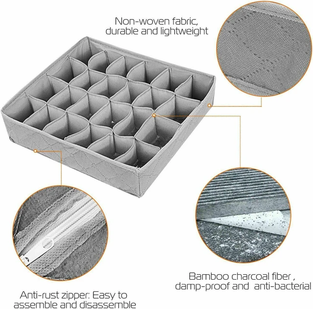 Alt view image 7 of 7 - 3Pcs Sock Bra Underwear Closet Drawer Organizer Storage Bamboo Charcoal Set