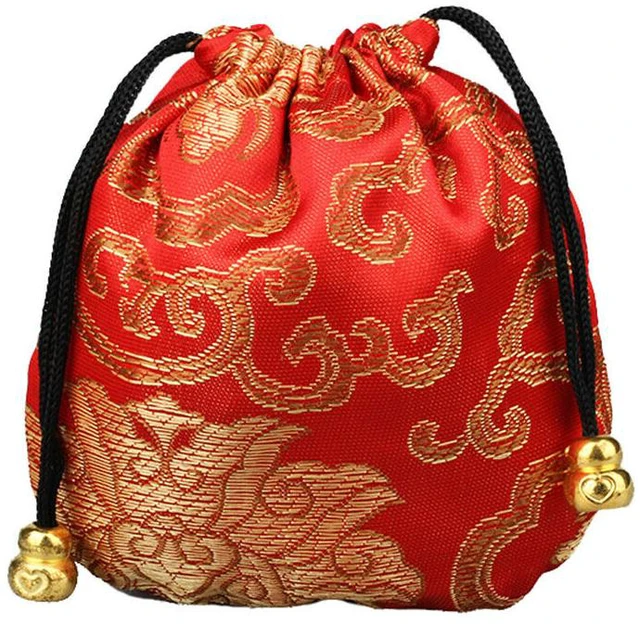 Alt view image 6 of 7 - Silk Brocade Jewelry Pouch Bag Drawstring Coin Purse Gift Bag Value Set( 16 Pouches)