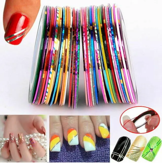 Alt view image 4 of 7 - 32Pcs Mixed Colors Rolls Striping Tape Line DIY Nail Art Tips Decoration Sticker