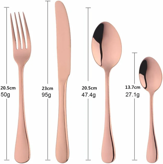 Alt view image 3 of 6 - 4Pcs Flatware Rainbow Dinnerware Stainless Steel Tableware Set Fork Spoon Knife(Rose Gold)